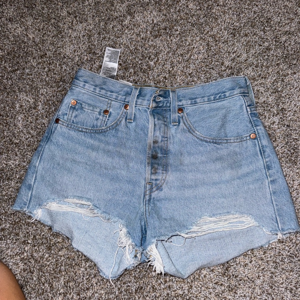 Levi's Light Blue Distressed Jean Shorts